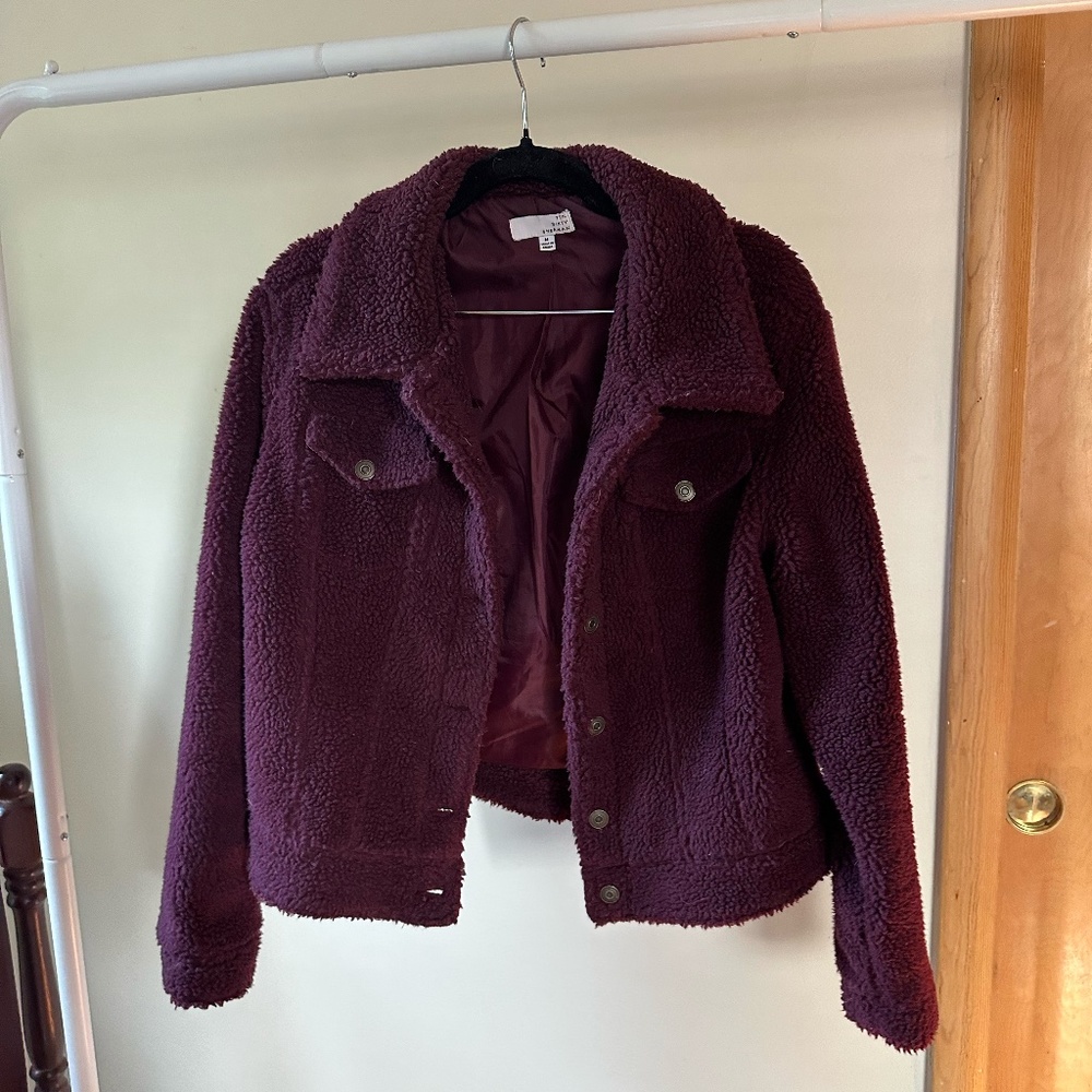 Short Burgundy Teddy Bear Coat